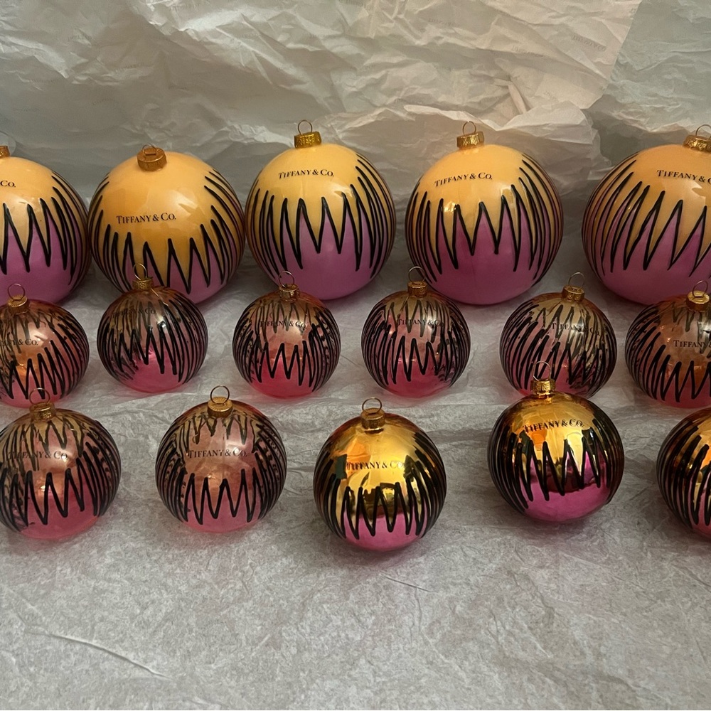 Tiffany & Co. Pink and Gold Zigzag Ornaments